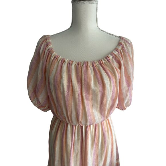 POOKIE & SEBASTIAN Striped Linen Blend Dress Size L - Picture 3 of 12